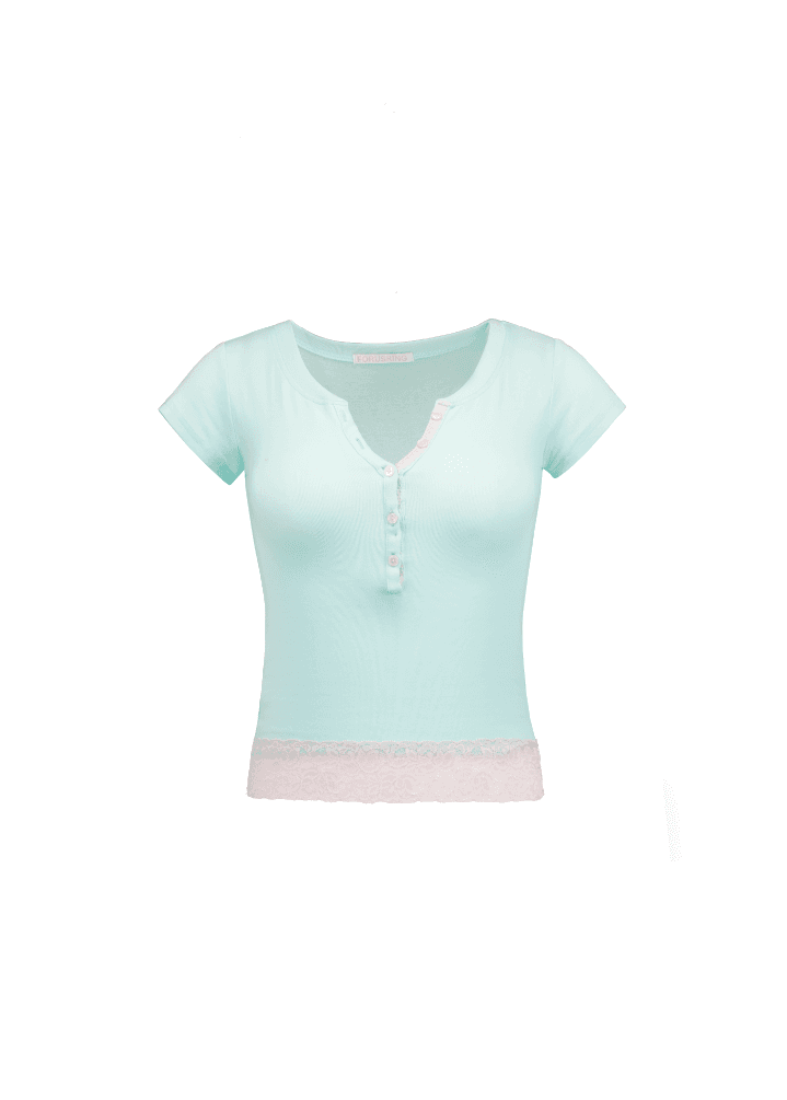 [예약배송] BABY POWDER LACE TEE [MINT]