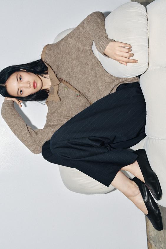 스퀘어 토 가죽 발레리나 슈즈