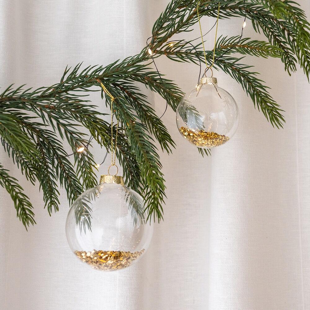 크리스마스 골든 플레이크 글라스볼 오너먼트 단품2사이즈 행잉