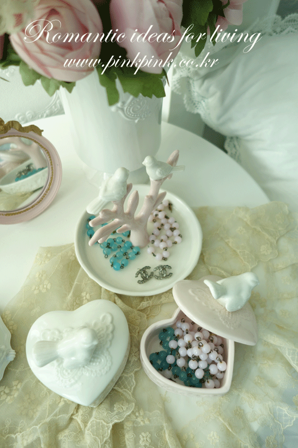 포세린 버드 하트 쥬얼리 박스