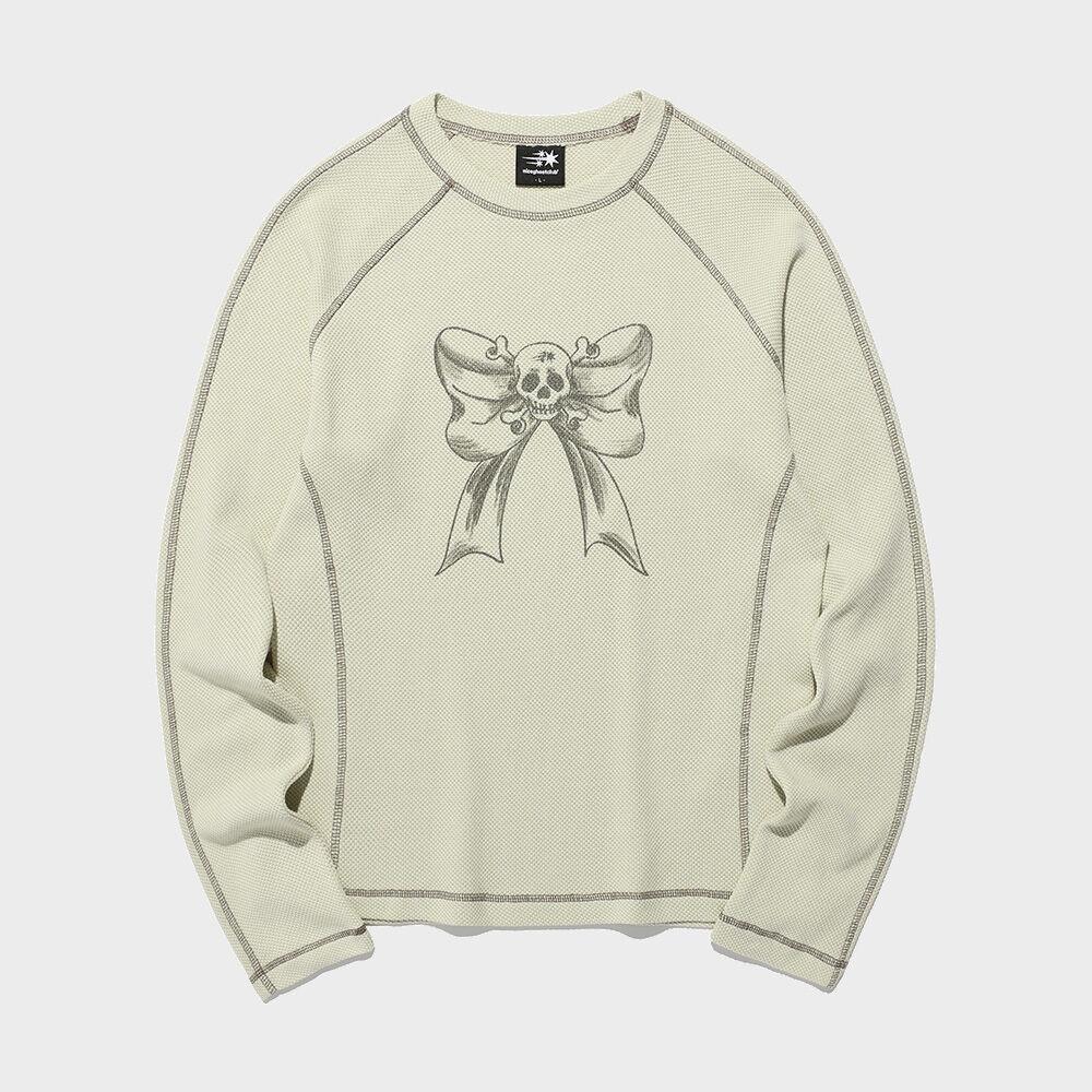 SKULL RIBBON WAFFLE L/S TEE_IVORY(NG2EFUT557A)