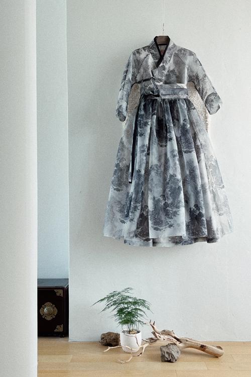 안중식산수화 철릭원피스