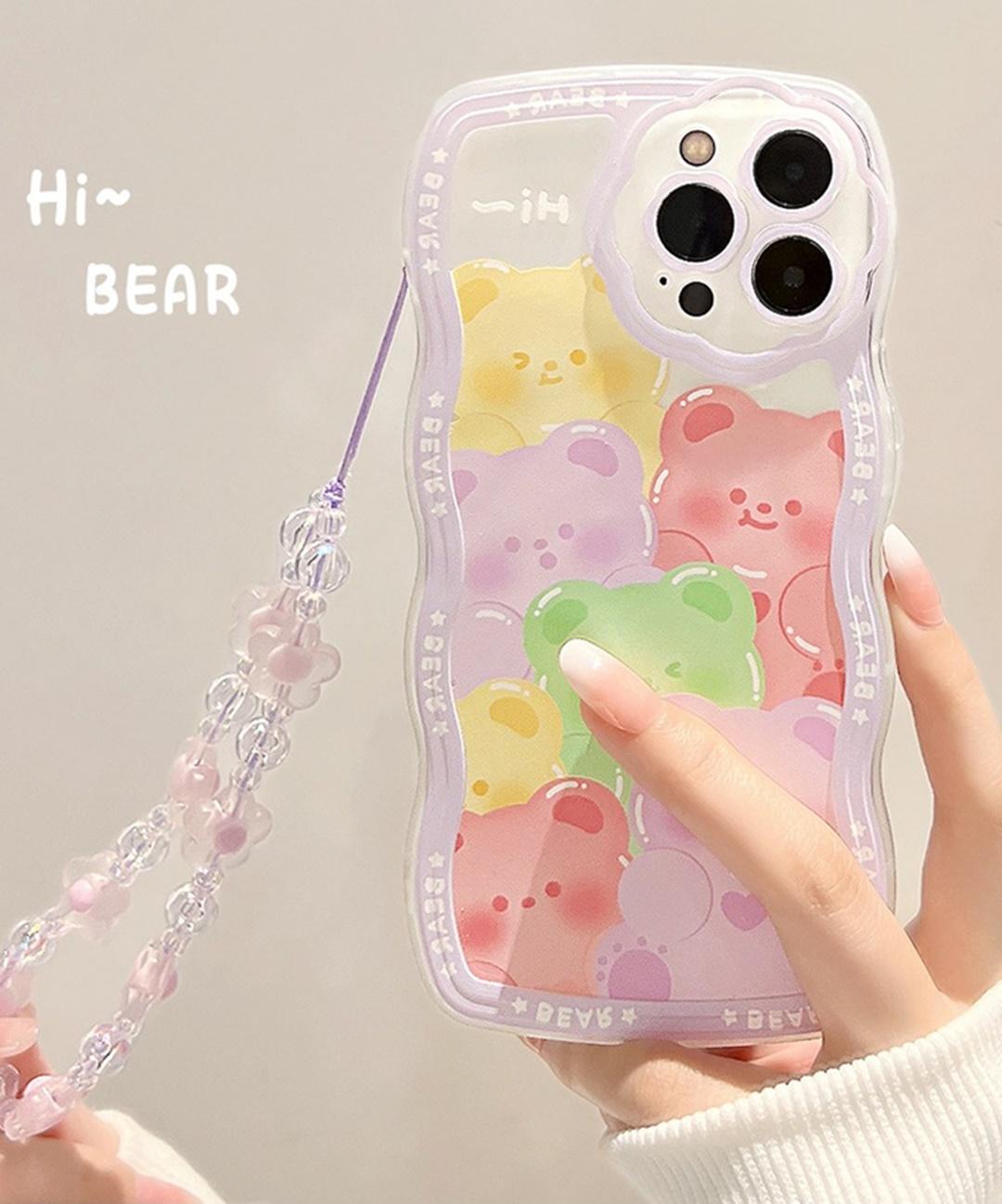 Hi~Bear 스트랩 아이폰 케이스 ( 아이폰13 12 14 프로 맥스 11 XR Xs X SE3 SE2 8 7 )