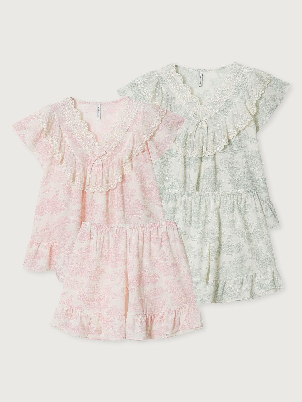 여성 엘리제 레이온코튼 브이넥 민소매 투피스 잠옷(2C) 25-01632