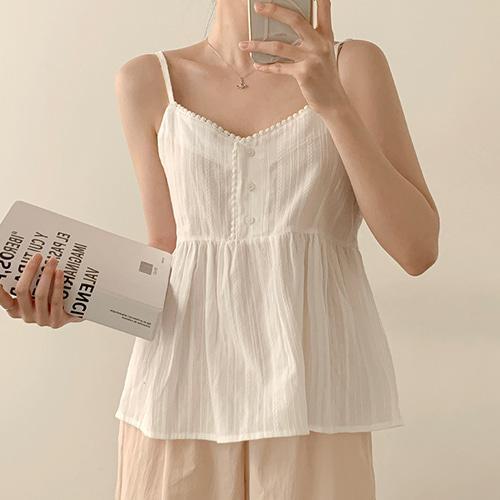 피치모드 [레이어드나시/소녀&청순템] 에버닌 레이스 프릴 나시 블라우스 (5color)