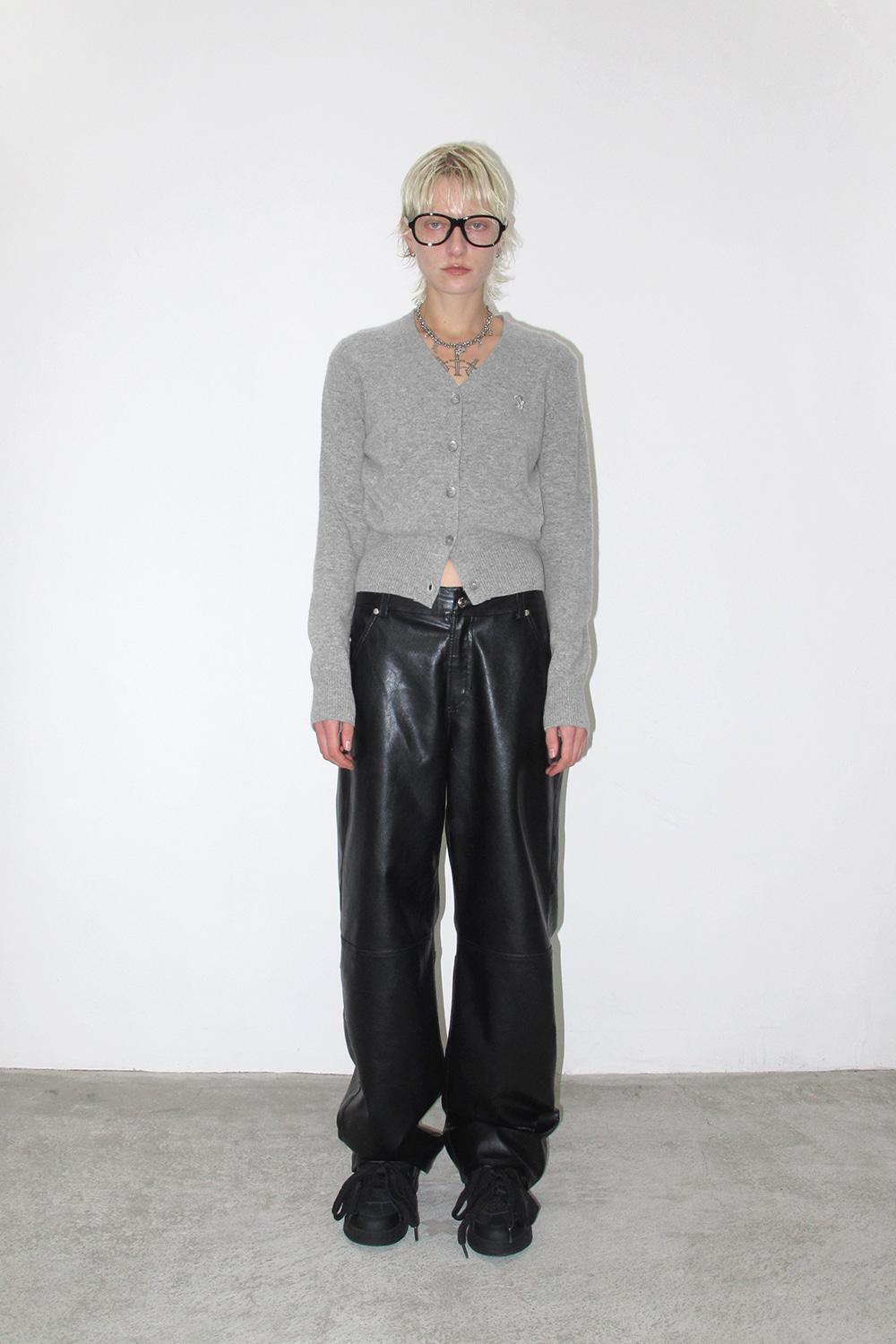 FAUX LEATHER STUDDED PANTS, BLACK