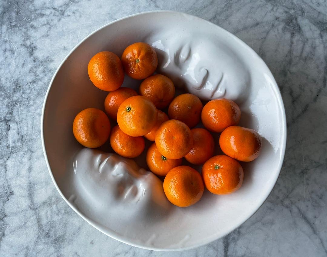 Made to Order Yin Yang Lovers Bowl, Wall Hanging Platter Ceramic Serving Vessel Figure Sculpture Bas Relief Faces Roundel Relationship Art