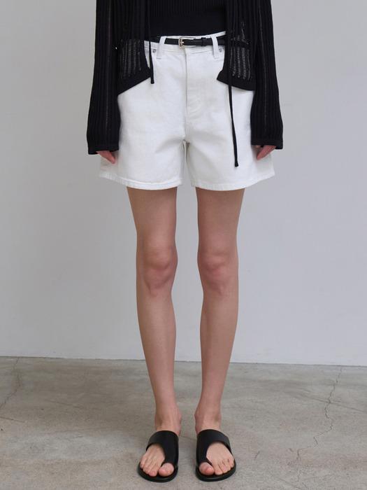 와이드 숏 데님 팬츠 화이트 L187