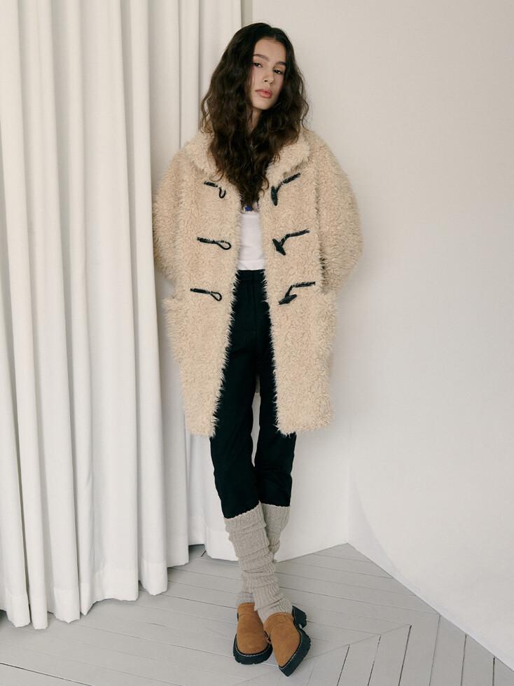 Shearling Duffle Half Coat Beige