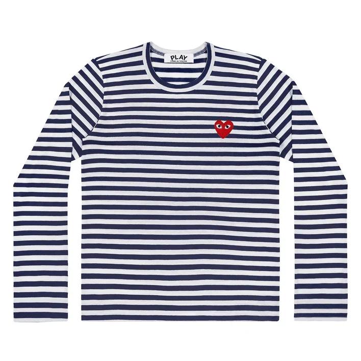 [쇼핑백포함/롱슬리브 기획전] 꼼데 꼼데가르송 플레이 네이비 스트라이프 롱슬리브 긴팔티 AX-T010-051