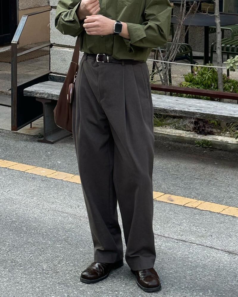 General Chinos PT, 남자 사계절 핀턱 치노 코튼 데님 팬츠