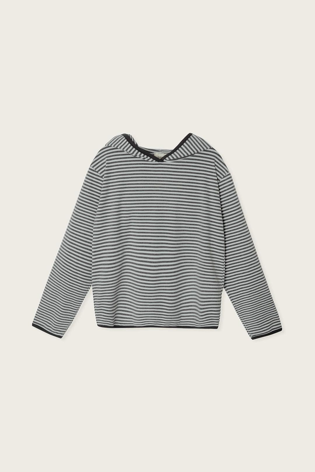 AUTUMN STRIPE HOODED TOP SKY