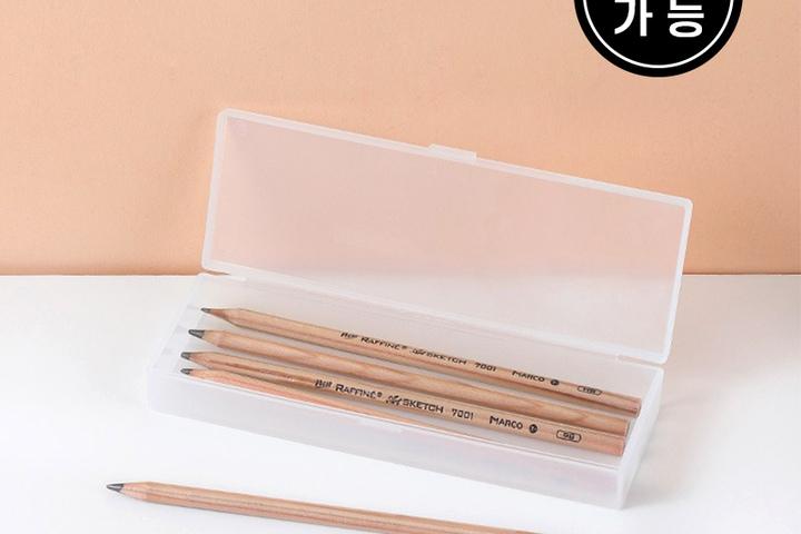 반 투명 무지 플라스틱 펜 케이스 1단 필통 DD-11714