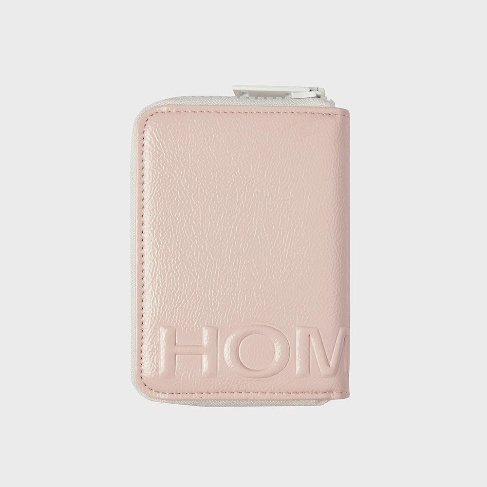 enamel zip card holder - L.pink