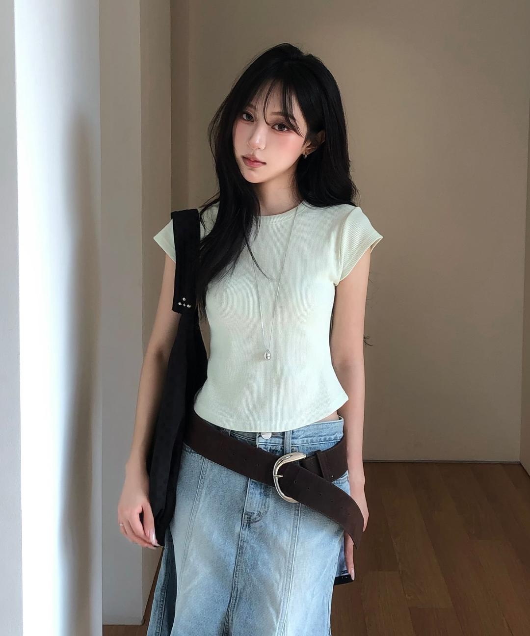 C 90S LINE WAFFLE BASIC T-SHIRT_MINT