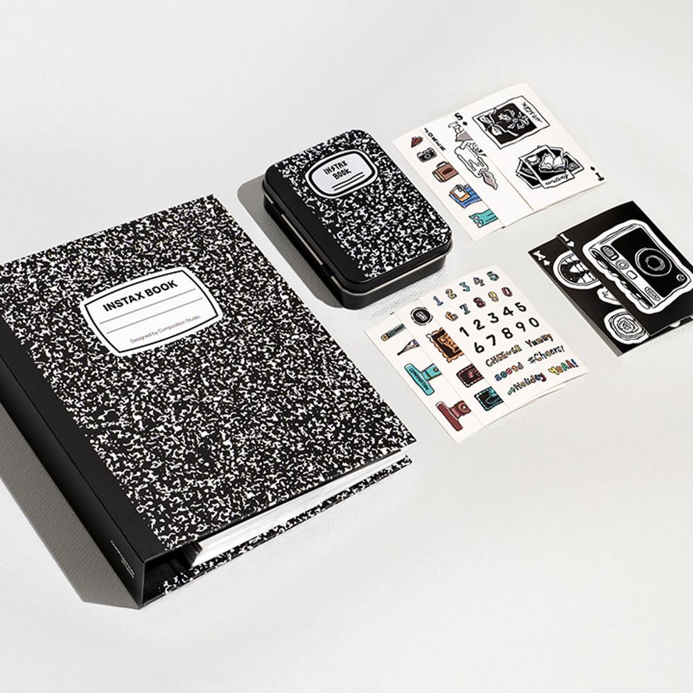 컴포지션스튜디오X인스탁스 북 패키지 틴케이스 스티커 팩 포토다이어리