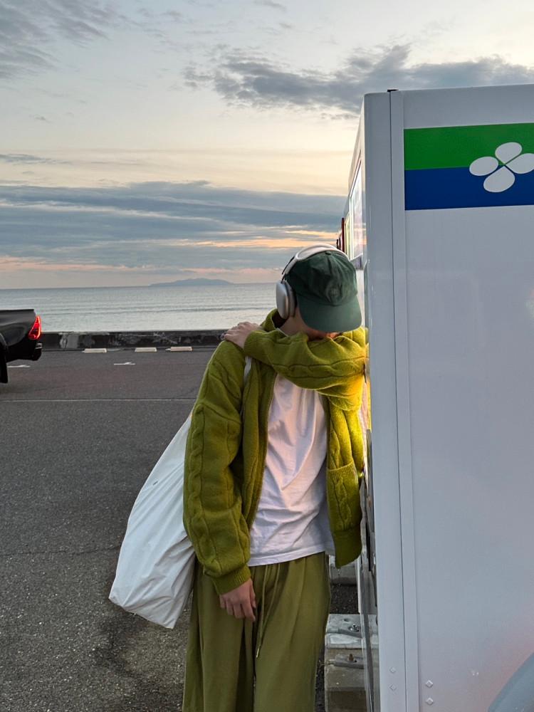 [Yoc] Based on green zip up 초록색 케이블 니트 집업 풀 집업