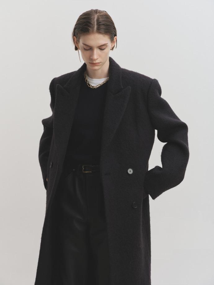 (W) SOFT WOOL ALPACA DOUBLE-BREASTED COAT_ BLACK