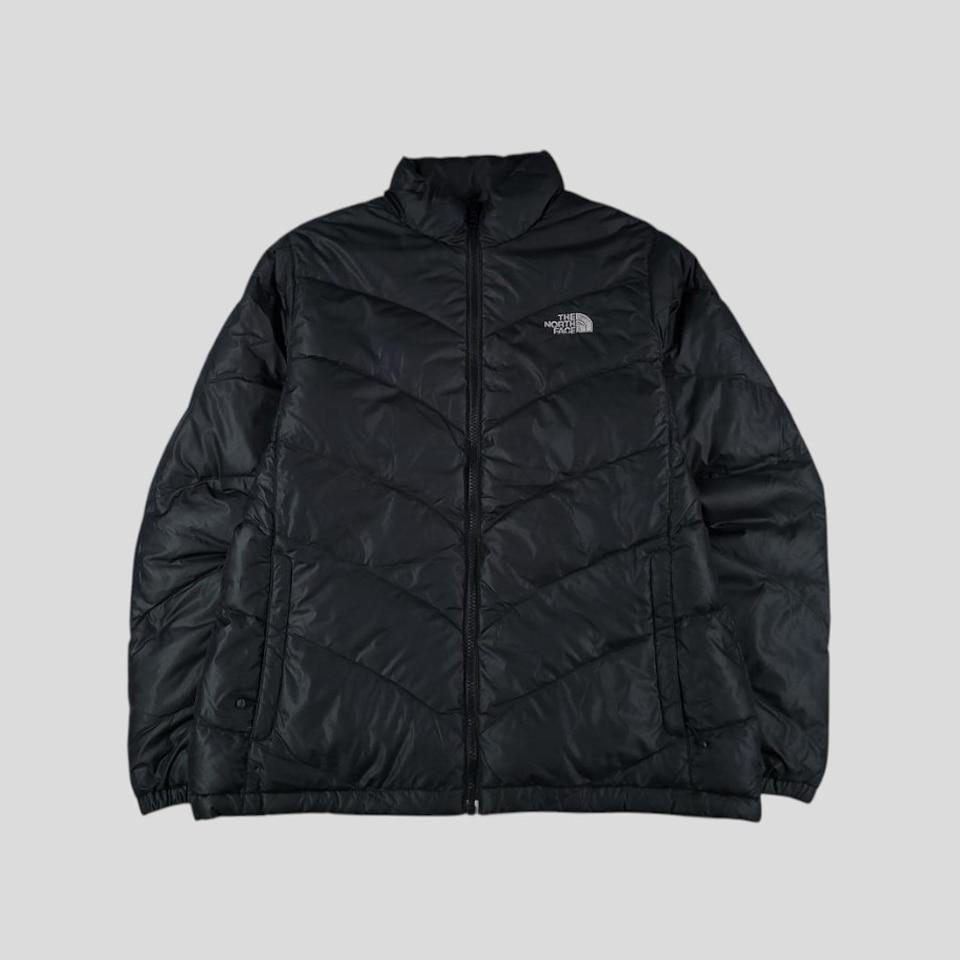 노스페이스 600 블랙 그레이 로고 내피 거위털 구스다운 경량 패딩 점퍼 S