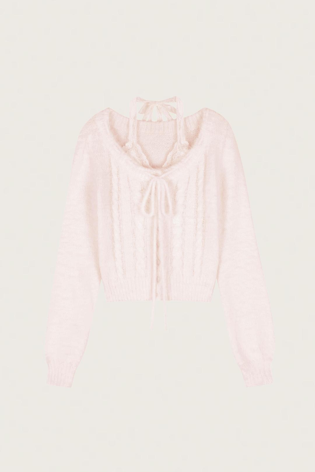 Snowdream lace knit, Pink