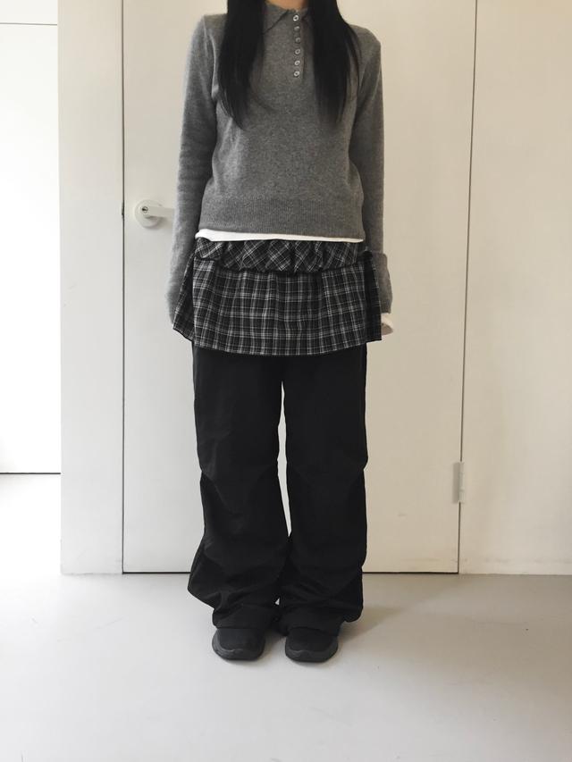 layered check skirt
