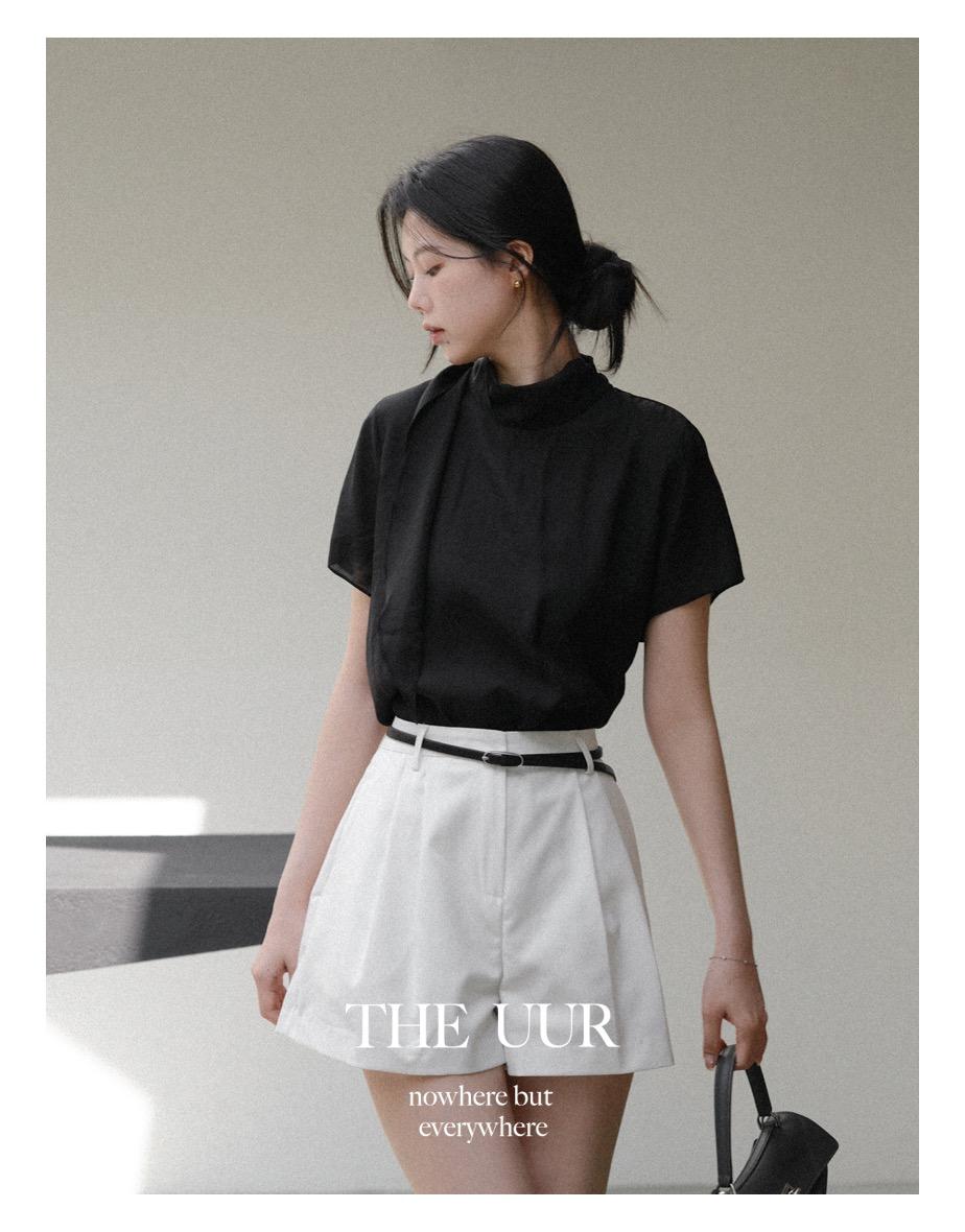 [7일소요] [half_sleeve] uur ove tie-blouse [black]