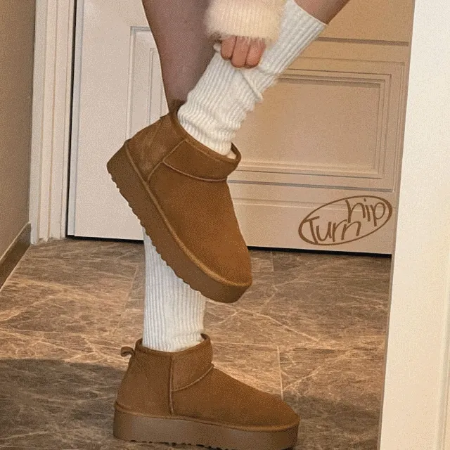 [2000족돌파! 전사이즈 소량당일발송] 트랜디 미니 플랫폼 숏 어그부츠 (4cm / 3color )