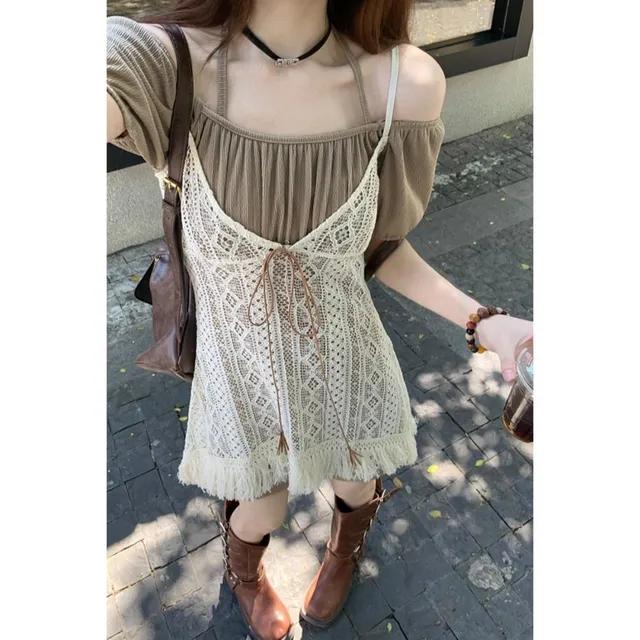 S/M/L 홀터넥 오프숄더 레이스 set 원피스