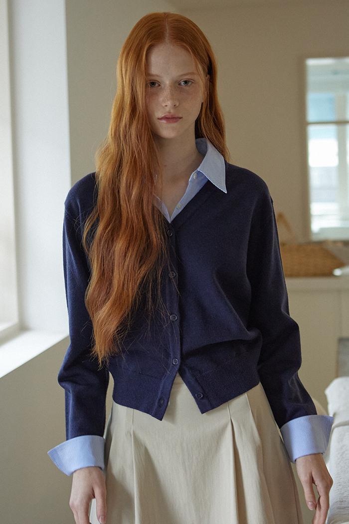 SHIRT COLLAR CARDIGAN_NAVY