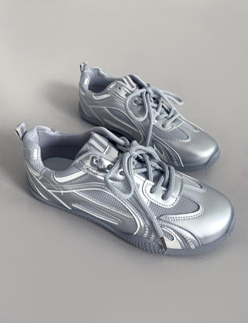 glow silver mesh sneakers