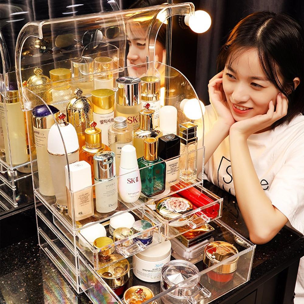 마벨인홈 크리스탈 투명 화장품 정리함 덮개 특대형