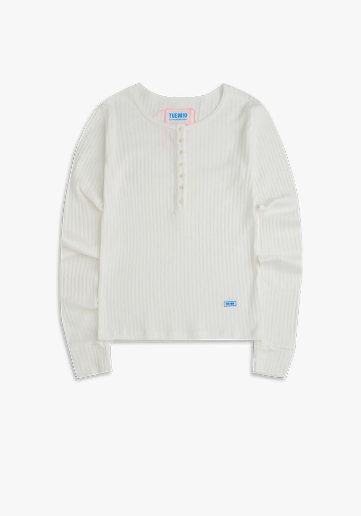 Mini henley longsleeve t-shirt in white