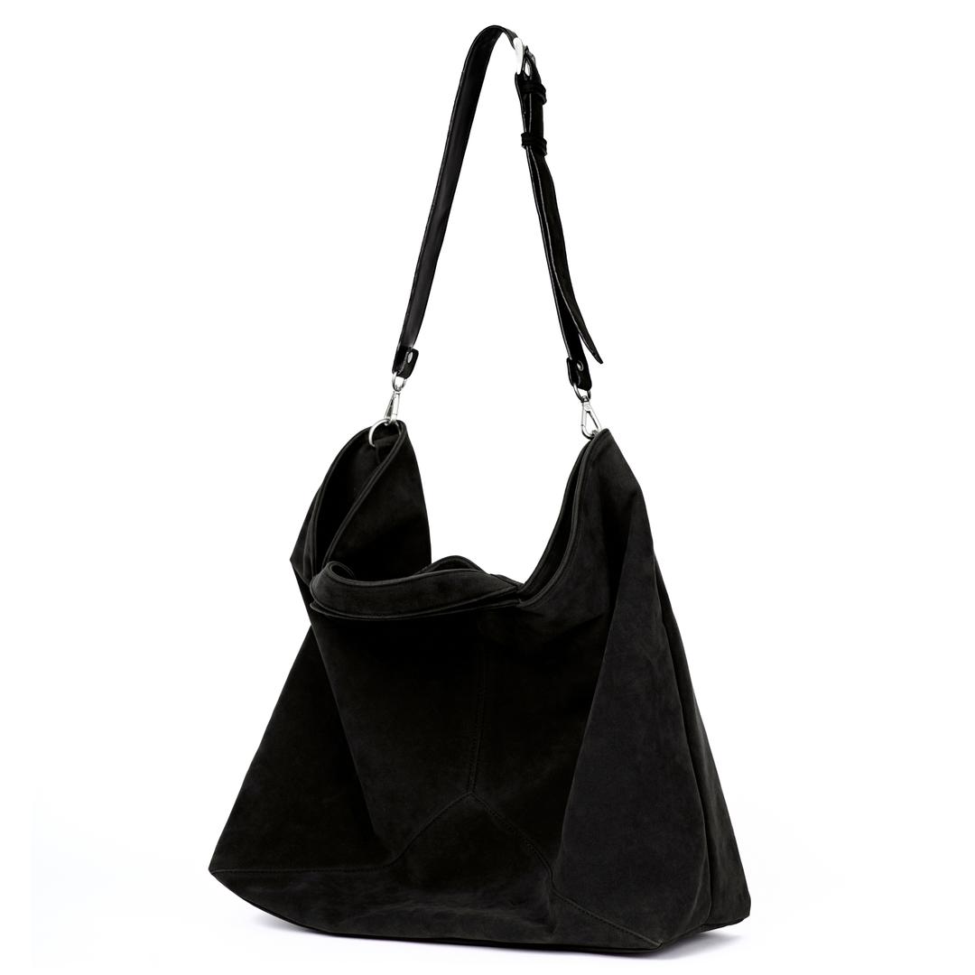 2WAY FAUX SUEDE BAG (BLACK)