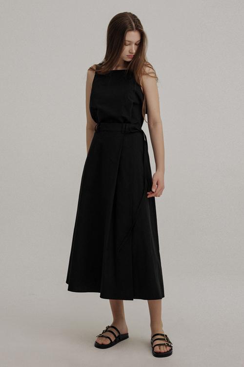 LINEN BLENDED LONG WRAP SK (BLACK)