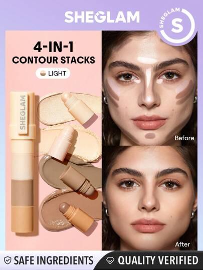 SHEGLAM 멀티글램 페이스펜라이트 4색 컨투어 스틱 기름기 없고 오래 지속되는 천연 하이라이터 듀얼 유즈 멀티 유즈 스컬프트 미세 주름 부드럽게 해주고 크리미한 컨투어 아버지의 날 졸업 생일 휴일 봄 여름 Y2K 우아한 패션 메이크업 화장품 파티 해변 여행 캠핑 야외 학교 캠퍼스 여행 축제 장식 선물 장미 소녀 코스프레 최고의 색상 매력 분위기