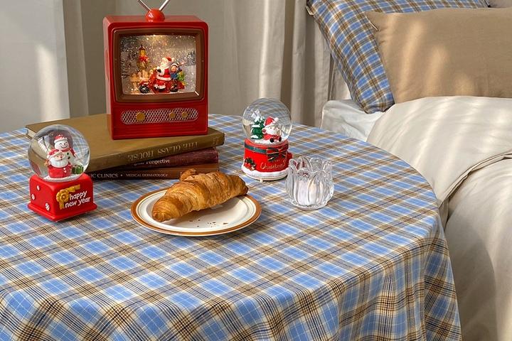 모어체크 테이블보 식탁보 테이블매트 블루 -1color