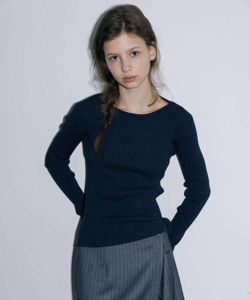 3-WAY WRAPPED KNIT TOP, NAVY