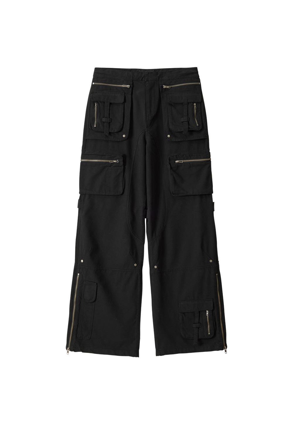 Lowrise Washed Curve Cargo Pants - BLACK
