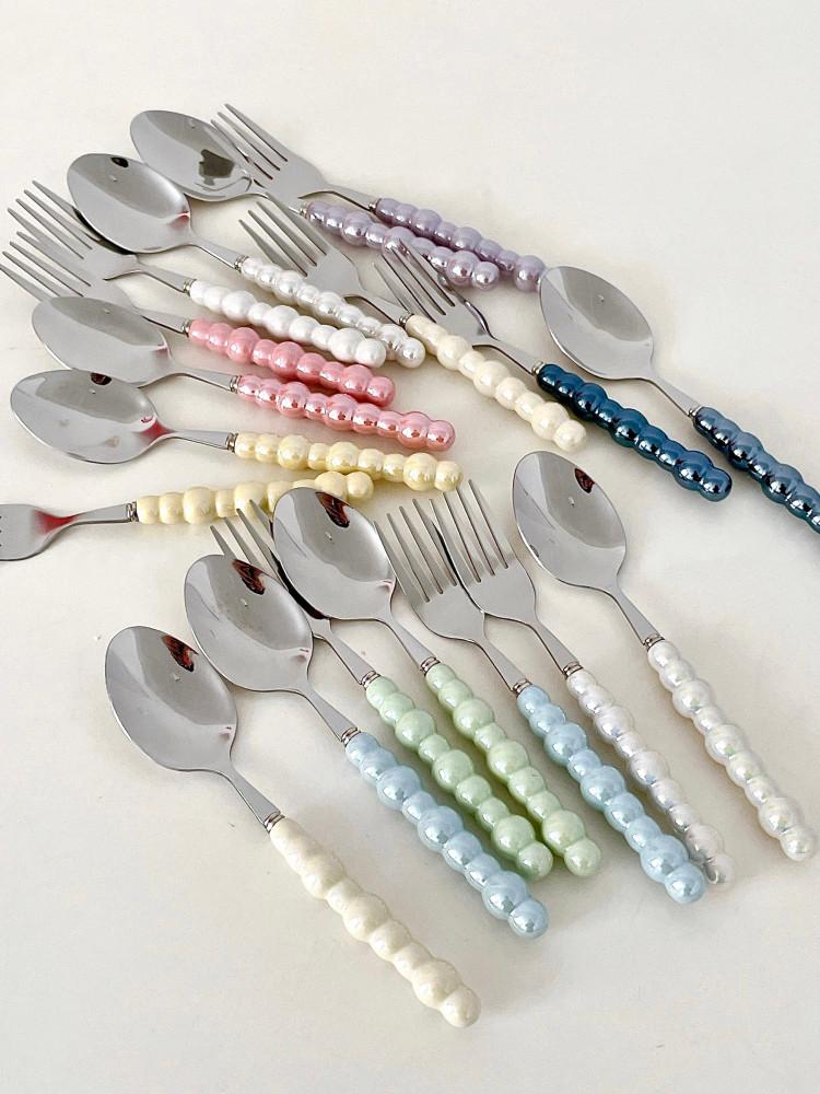 컬러볼 커트러리 세트 디저트스푼 티포크 양식기 홈카페