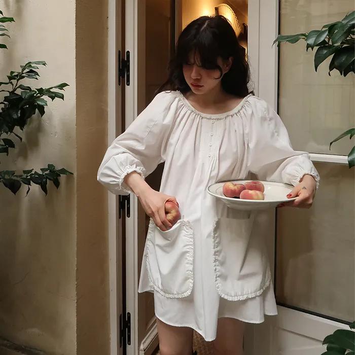 2차 french lace trim dress