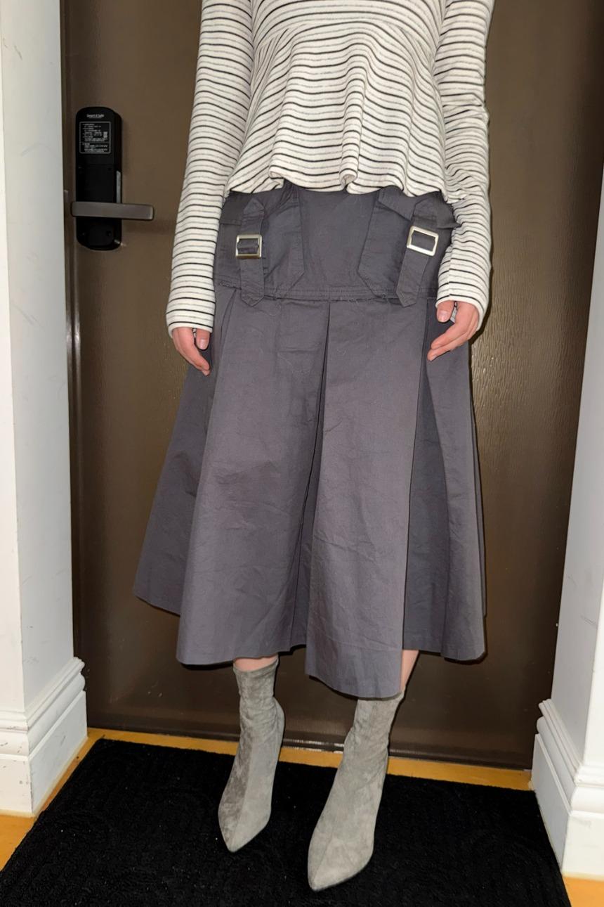 팁씨 neutral pleats skirt (2color)