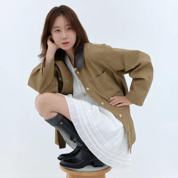 gold button work jacket - brown