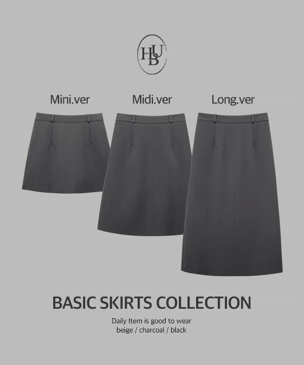 MADE #13742 [3기장/키작녀 키큰녀/3사이즈/속치마안감/속바지안감] 미니멀 베이직 뒷밴딩 스커트 : 3color