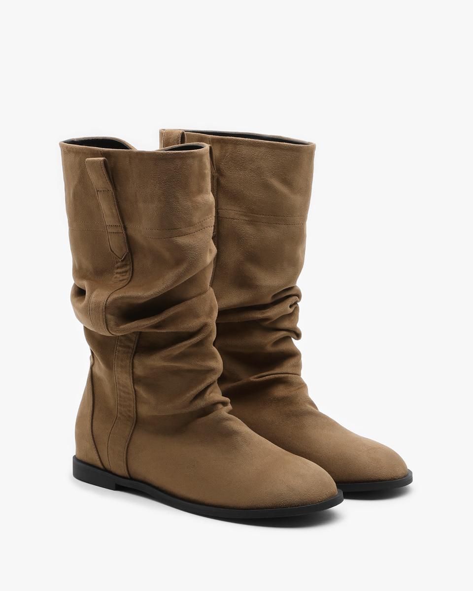 LEVO Suede Slouch Boots_Dark Beige