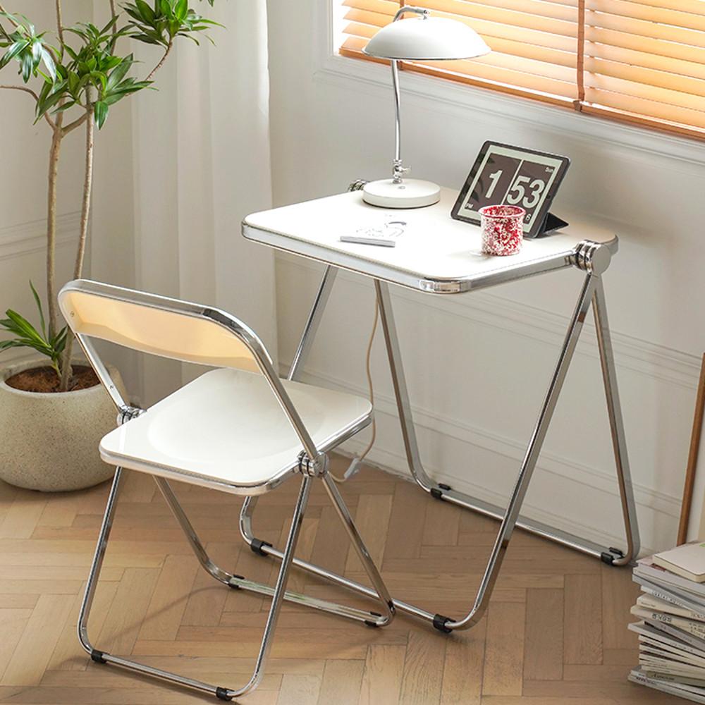접이식 간이 플리아 폴딩 아크릴테이블 1인용 작은 투명 테이블+의자 세트