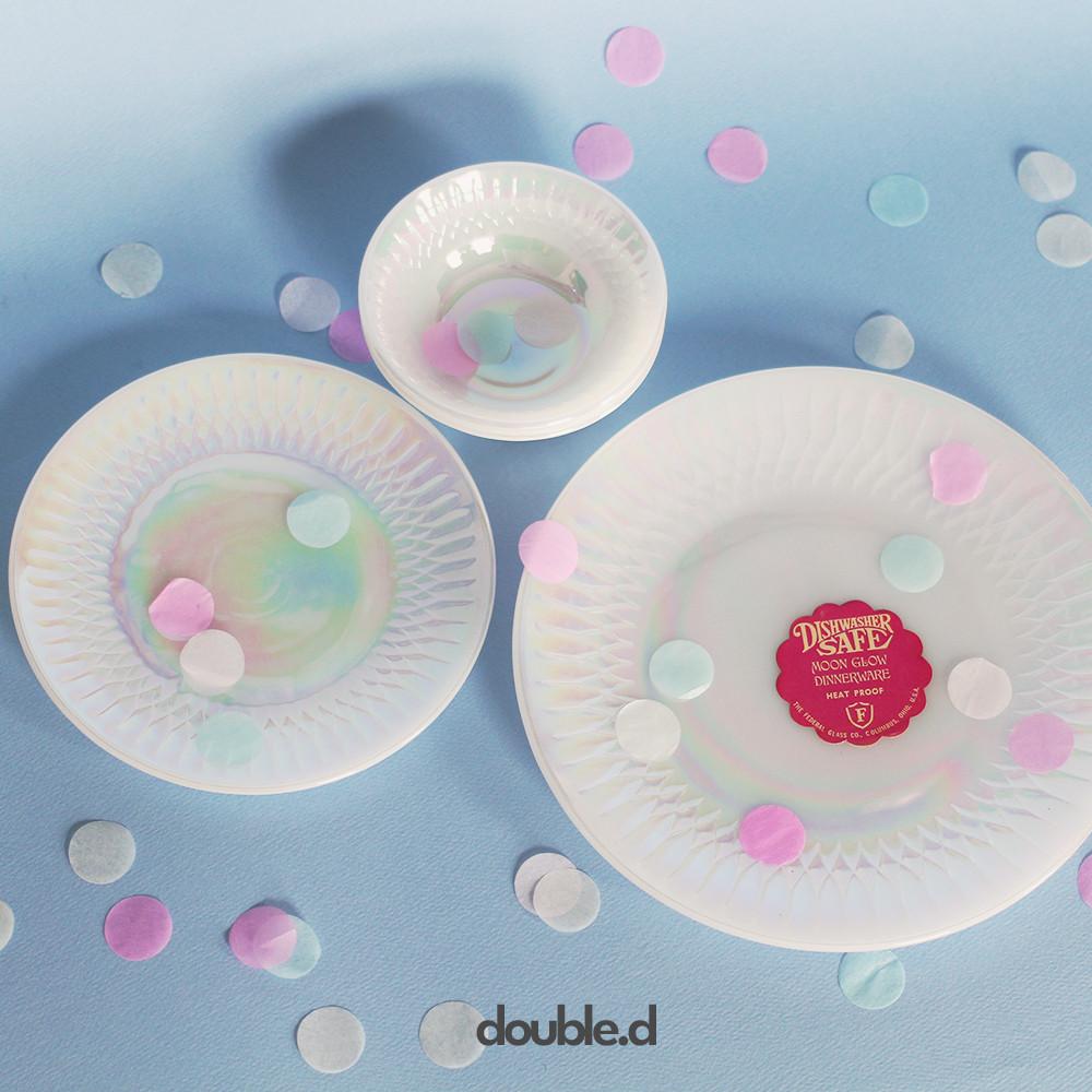 [중고] [더블디] 페더럴글라스 문글로우 플레이트, 베리볼/ 빈티지 문글로우 접시