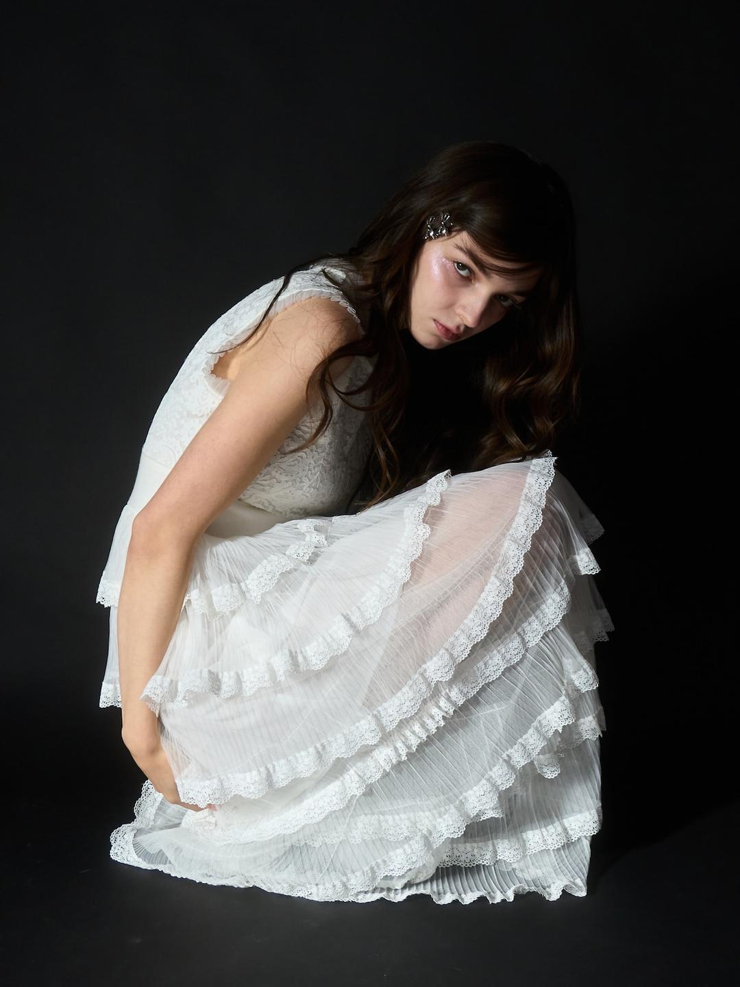 tiered tulle dress -white- | mieya mieya