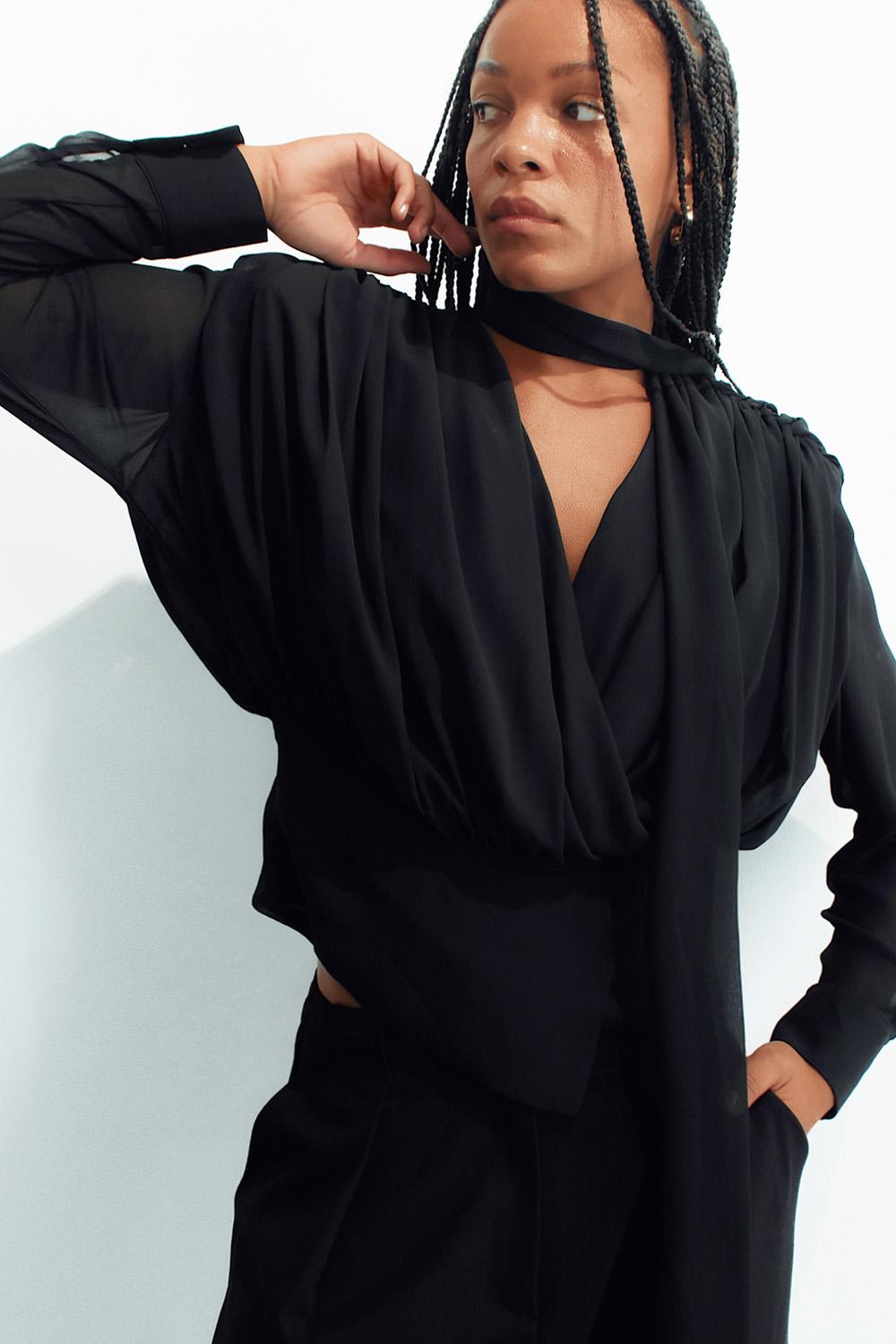 Chiffon Shirring Blouse