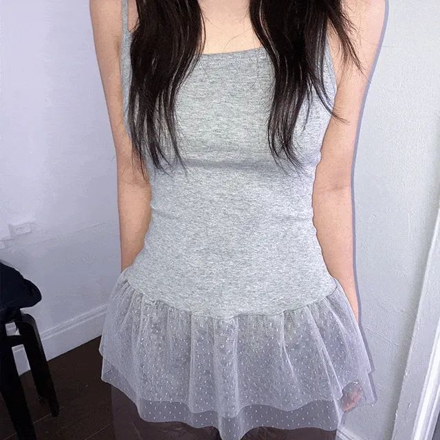 dot lace sleeveless (5color)