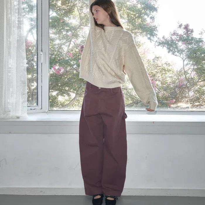 CURVED COTTON PANTS - PURPLE